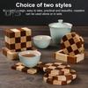 6 шт. Деревянные подставки, впитывающие защитные подставки под напитки с держателем, поднос для чая, набор подставок в шахматном порядке для защиты стола