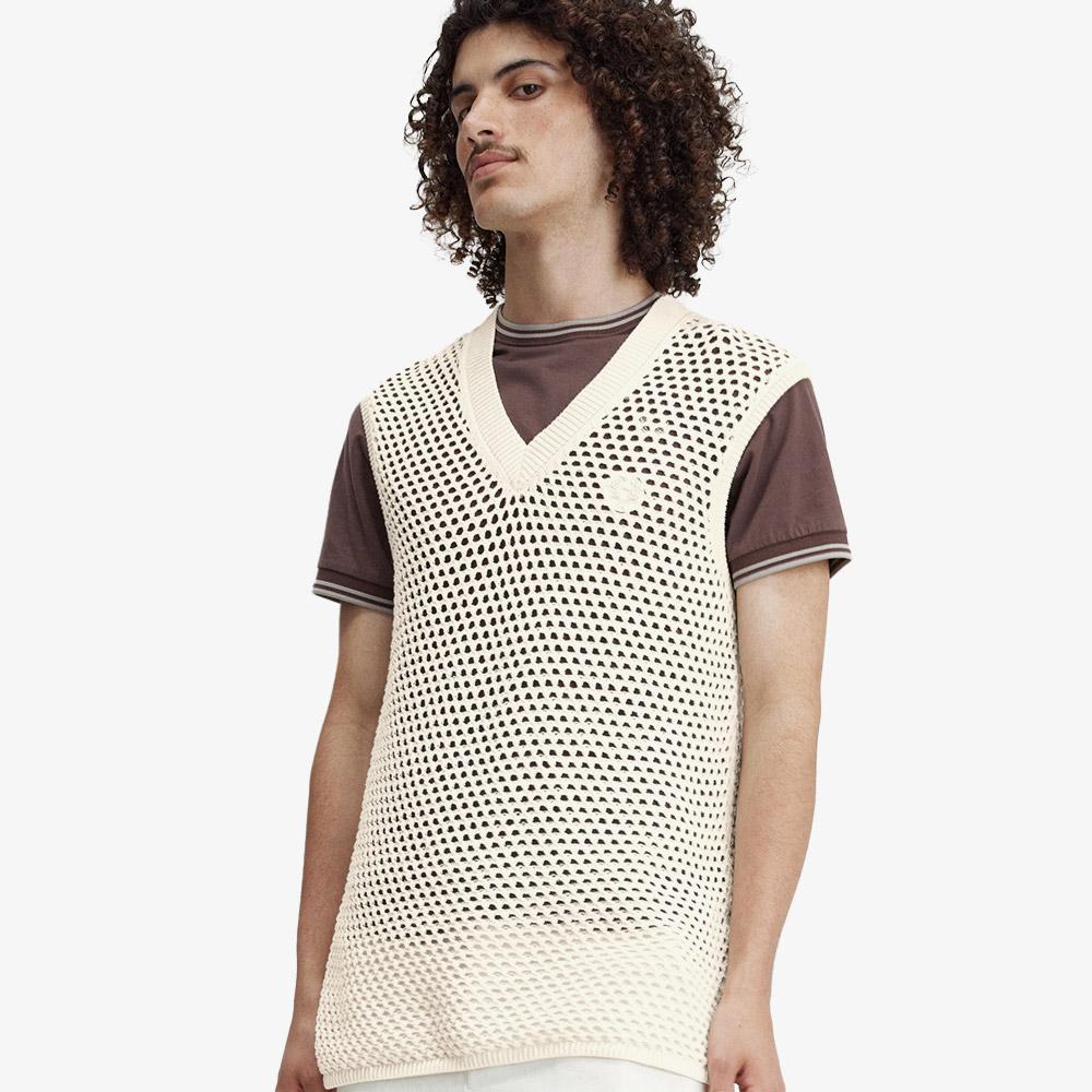 Fred Perry [Острый] Кружевной вязаный топ без рукавов с V-образным вырезом (560) Afpm2417851-560