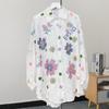 Fashion Flowers Casual Loose Shirts for Women Spring and Autumn New Long Sleeve Women's Blouses Tops Elegant Single Breasted Simple Ladies Shirt 25835