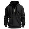 Winter Men's Casual Sports Fashion Zipper Multi-Pocket Fleece-Lined Warm Hoodie