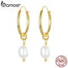 BAMOER 925 Sterling Silver Baroque Irregular Pearl Drop Earrings for Women Plated Gold Bohemian Earrings Fine Jewelry Gift