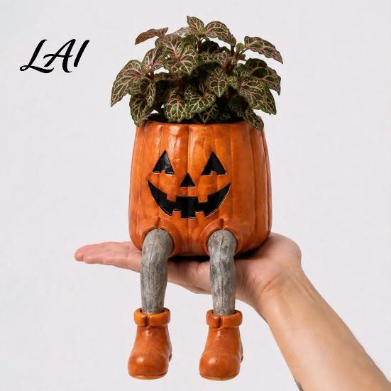 Creative Plant Pot for Home 2Pcs Whimsical Hanging Leg Resin Planter Dangling Sitting Flower Small Indoor Container Succulents Funny Halloween