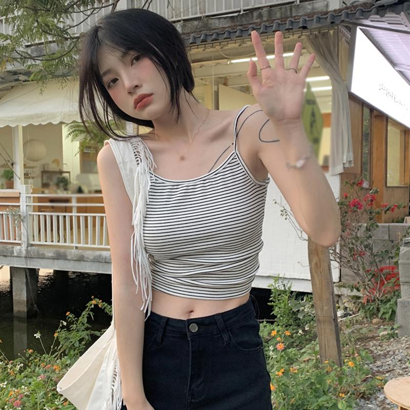 Женские летние вязаные топы без рукавов с открытой спиной и полоской без рукавов