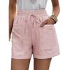 Women's High-Waist Linen Shorts: Solid Color, Loose Fit, Wide-Leg