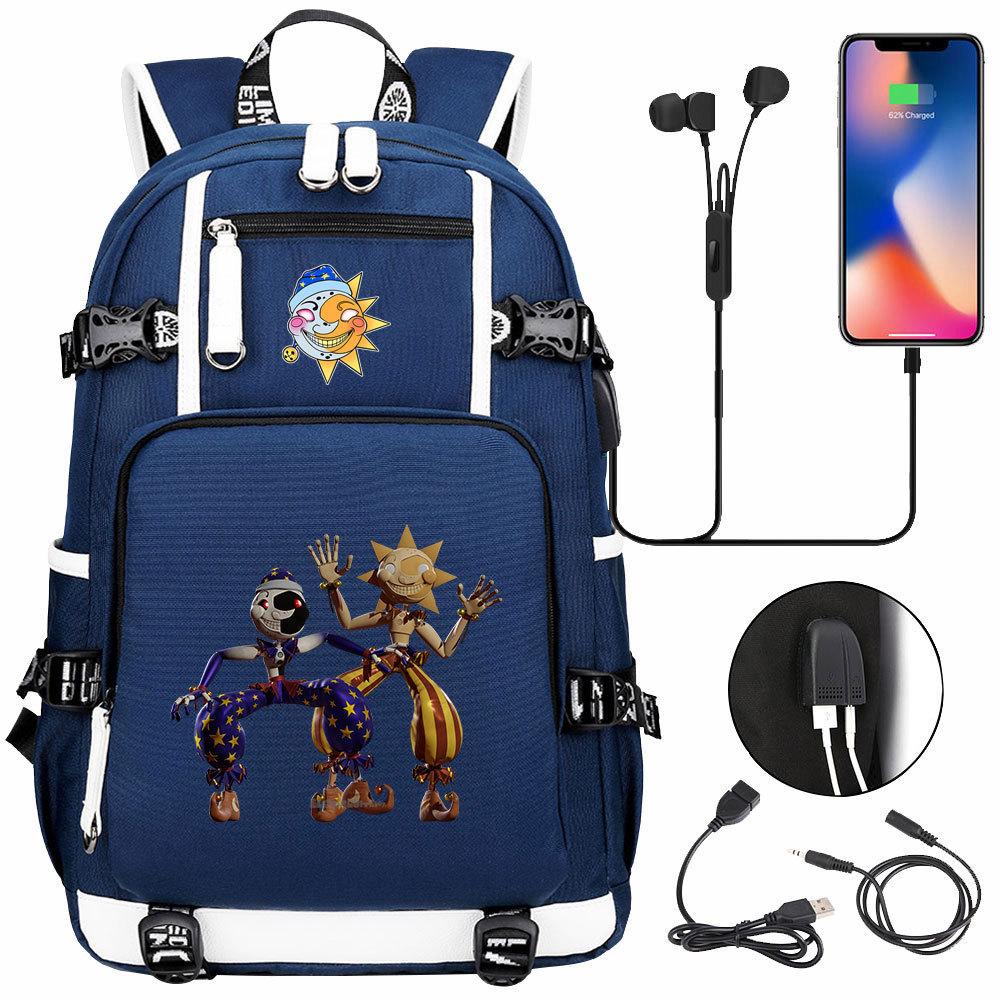 Game Moon Sun Print Backpack for Teens Students Boys Girls Casual Large Capacity Travel Daypack