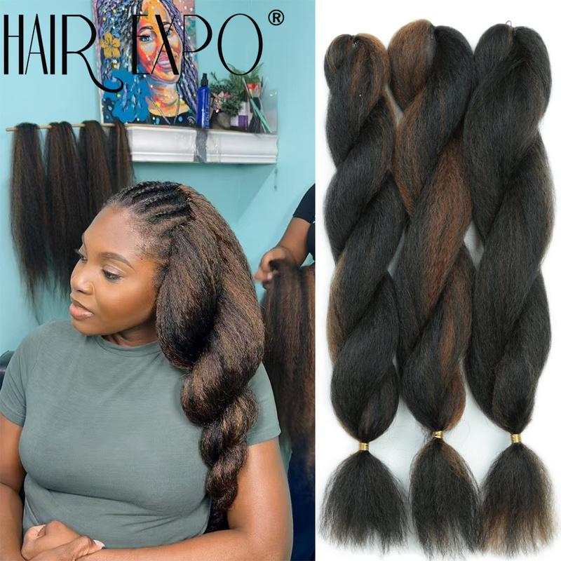 Synthetic Vixen Crochet Hair 26Inch Kinky Straight Braiding Hair Extensions Fluffy Jumbo Braids Afro Kinky Curly Vixen Bulk Hair