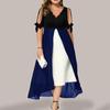 Women Summer Casual Hollow Out Half V Neck One Piece Dress
