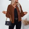 Vintage Solid Color V-Neck Knitwear Cardigan Loose Long Sleeve Sweater Top for Autumn Winter