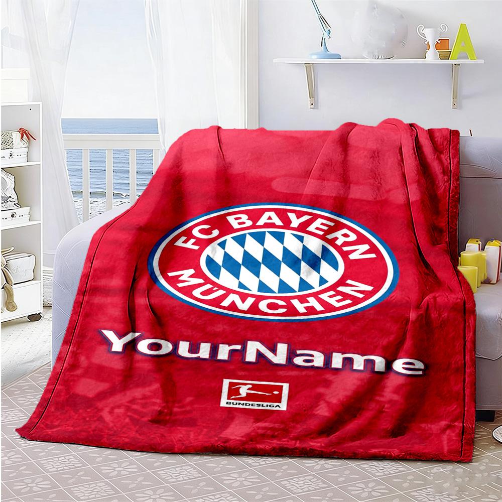 Fc Bayern München 2 Personalized Text Blanket Gift Customizable Blanket Durable Comfort Perfect for Office Bedding Bed Seaside All-Season Use