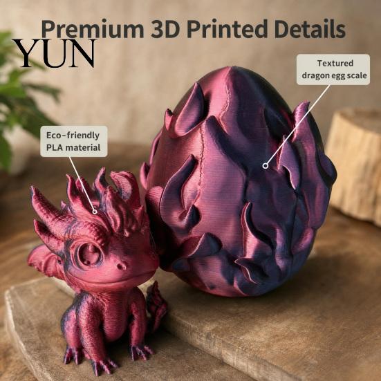 PLA Dragon Decor Egg with Mini Toy, 3D Printed Miniature Fantasy Figurine Figurine, Desktop Decoration for Home Office