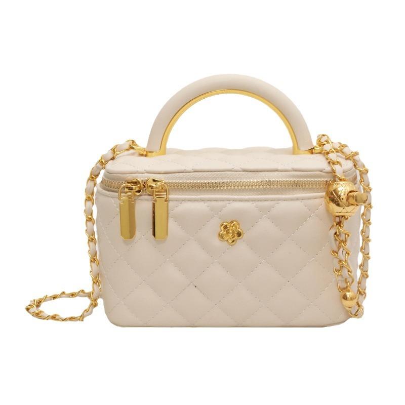 Small Box Cosmetic Bag Women's 2025 New Textured Portable Messenger Bag Versatile Diamond Chain Bag