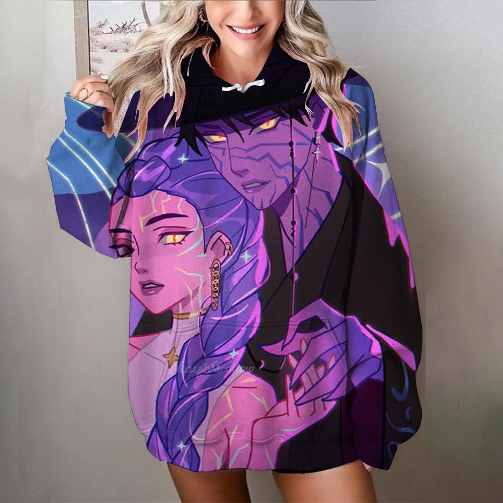 Женский свитшот с принтом KPop Demon Hunter, мягкий, повседневный, свободный, в стиле ретро, женская толстовка 2025