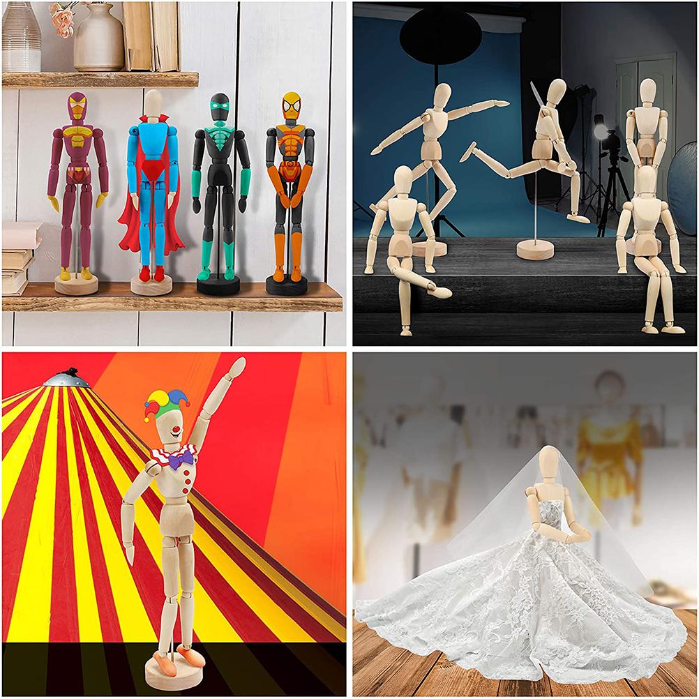 Манекен для рисования Деревянный манекен человека для рисования и живописи 13 см Художественный манекен с подставкой