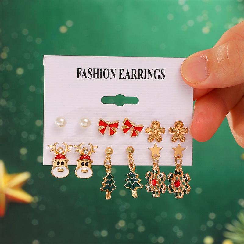 Lovely Trendy Christmas Series Earrings for Women Xmas Santa Claus Elk Snowflake Bowknot New Year Festival Party Jewelry Gifts