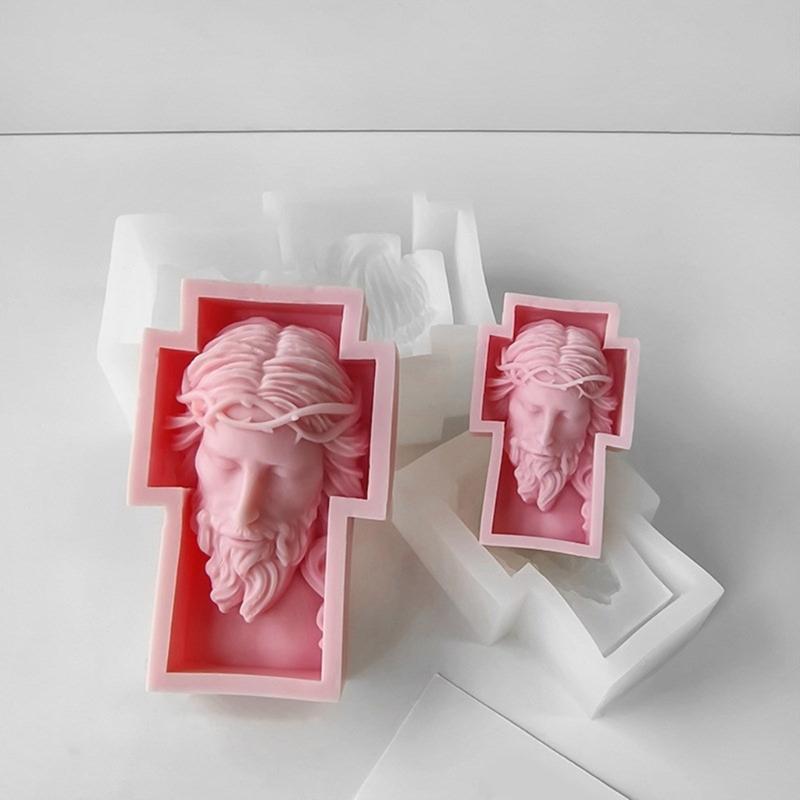3D Статуэтка Крестов Силиконовая Форма Уникальная Скульптура Бюста Форма для Свечей Форма для Смолы Гипса Украшение Подарок Ручной Работы для Творчества