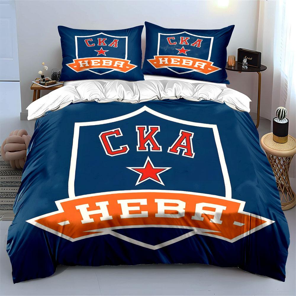 "Blue Shield with Red Star and Text" Print Bedding Set Duvet Cover Pillowcases (1* Duvet Cover 2* Pillowcases Do Not Include Comforter)