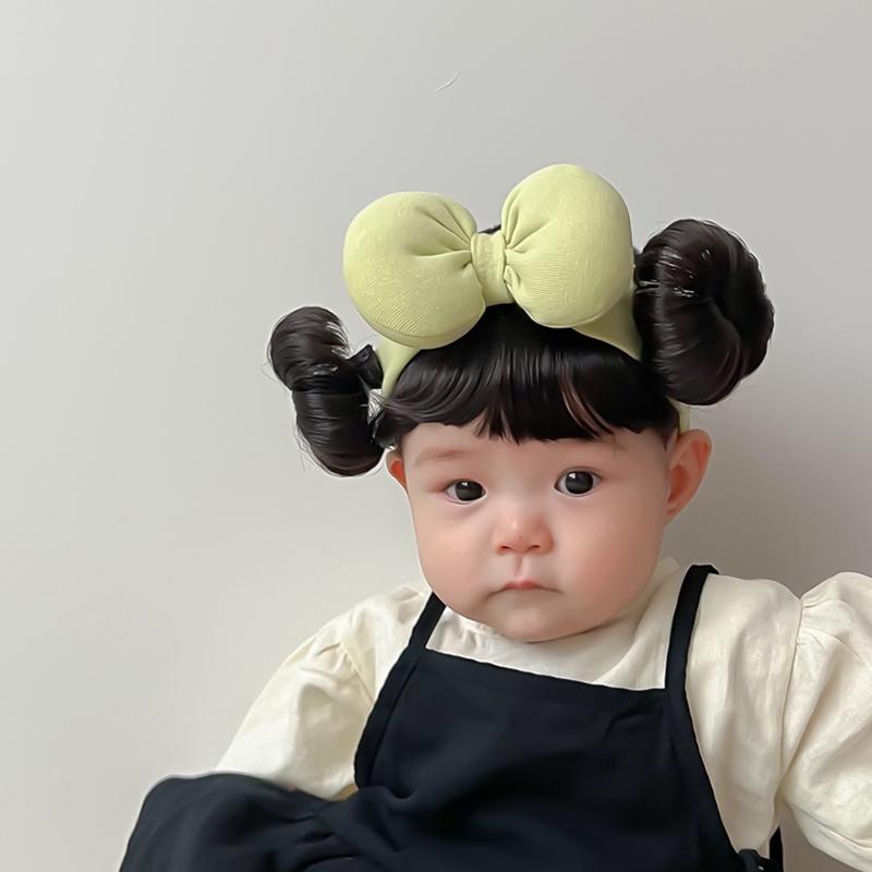 Модный милый детский парик для волос, повязка на голову для детей, бант для девочек, повязка на голову для новорожденных, парик для малышей, шапка, накладка для волос, головной убор для косплея