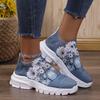 Letters Floral Print Platform Sneakers for Women Fashion Knitting Casual Sports Shoes Woman Non Slip Breathable Running Shoes
