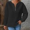 Осенне-зимняя мода женские повседневные однотонные толстовки с полумолнией и длинными рукавами с текстурированными топами