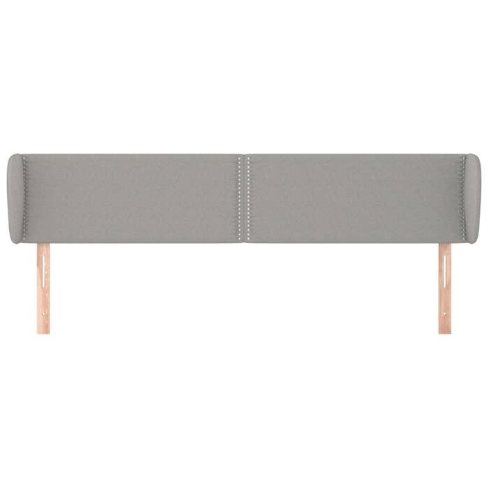 Tête de lit - Avec oreilles - Gris clair - 183 x 23 x 78/88 cm - Hauteur réglable