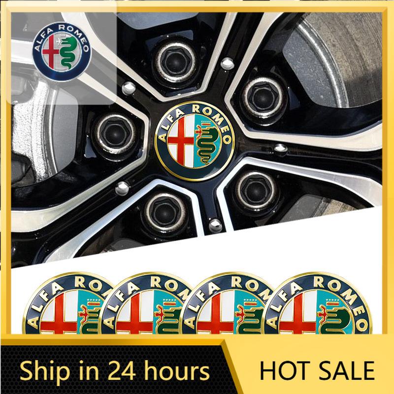 Car Sticker For Alfa Romeo 159 147 4pcs 56mm Car Wheel Center Hub Cap Stickers For Alfa Romeo 4C 159 Spider Giulietta Giulia GTJD3