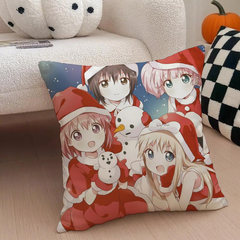 Классическая Забавная Японская Аниме Y-Yuru Yuri Наволочка Чехол для Подушки Скрытая Пуговица Прочный Полиэстер Подушка на Стул