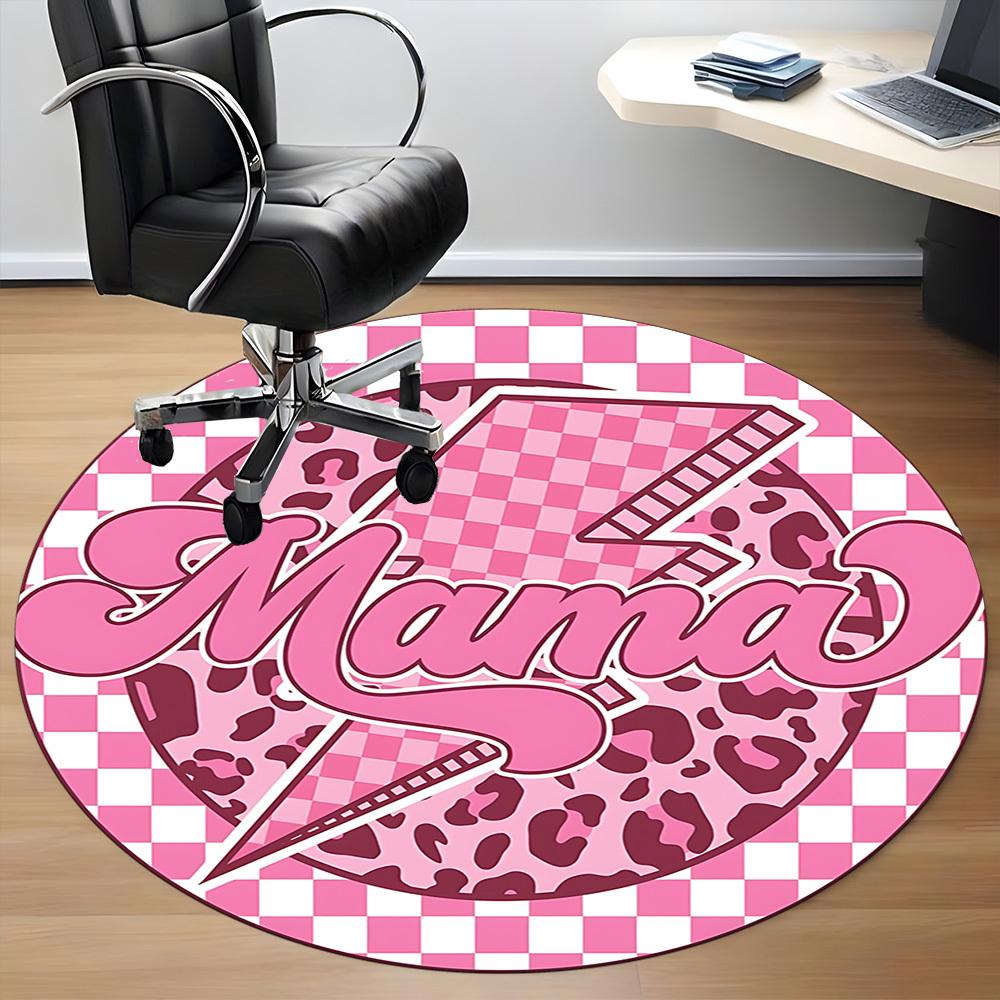 1pc Mama Leopard Print Chair Carpet for Office, Round Polyester Mat, Indoor Decor for Office, Washable Non-slip Carpet yy251219057
