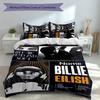 3pcs Custom Name Billie Eilish Set,Includes 1 Duvet Cover and 2 Pillowcases,All-season Bedroom Decor