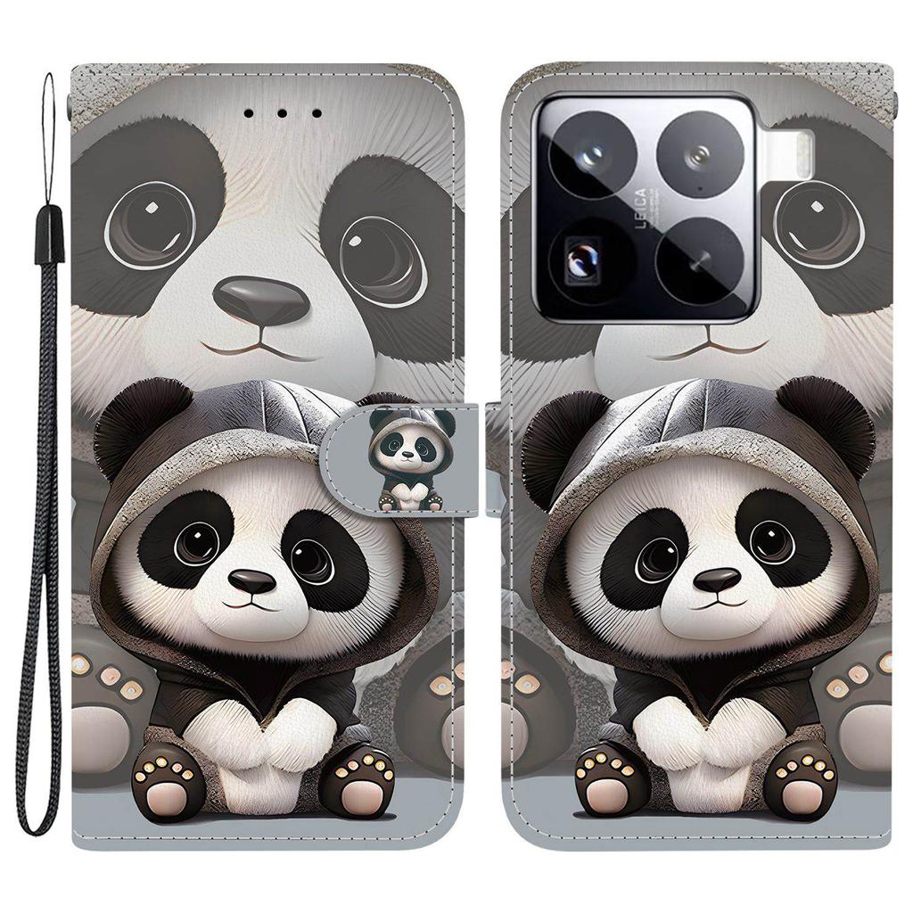 Для Xiaomi 15 Pro Чехол-кошелек с принтом, кожаная подставка, чехол для телефона с ремешком