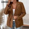 Осенне-зимняя женская куртка однотонный вельветовый блейзер