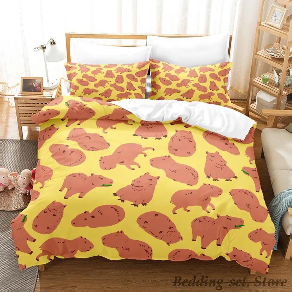Kawaii Capybaras Bedding Set Single Twin Full Queen King Size Bed Set Aldult Kid Bedroom Duvetcover Sets 3D bed cover set Tool