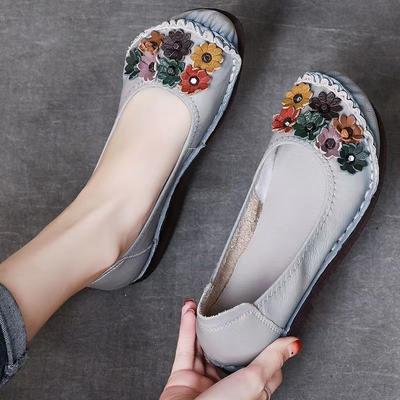 Первый слой коровьей кожи подошва из говяжьей жилы одинарная обувь ручной работы цветок обувь для мамы обувь для беременных