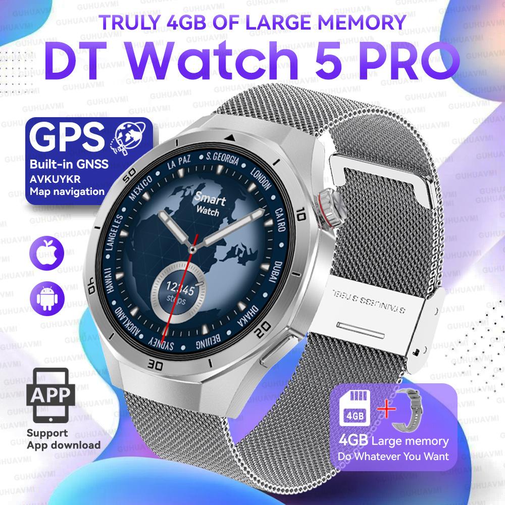 Новые DT Watch5 Улучшенные Ультра Большие 4 ГБ Памяти Умные Часы Мужские GPS Карта MP3/MP4 Плеер Bluetooth Звонок Спорт Мода Умные Часы
