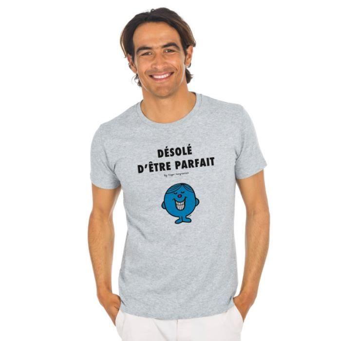 T-shirt - Monsieur Madame - DÉSOLÉ D'ÊTRE PARFAIT 2 - Gris chiné - 100% coton bio - Manches courtes
