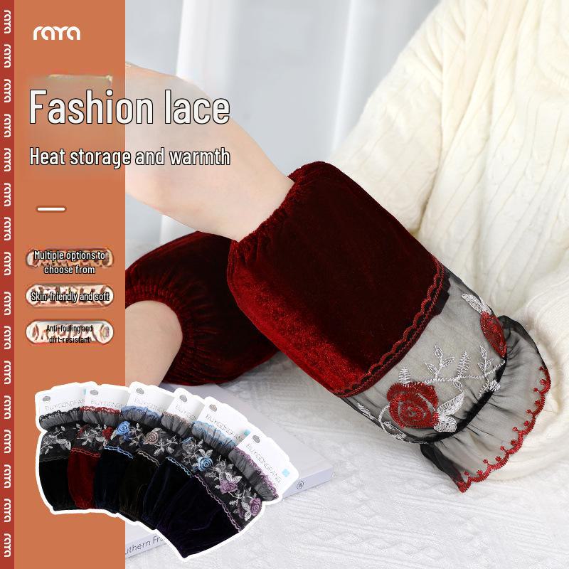 Блузка с длинными рукавами и цветочным кружевом в стиле пэчворк из грязеотталкивающего бархата темно-золотистого цвета для женщин