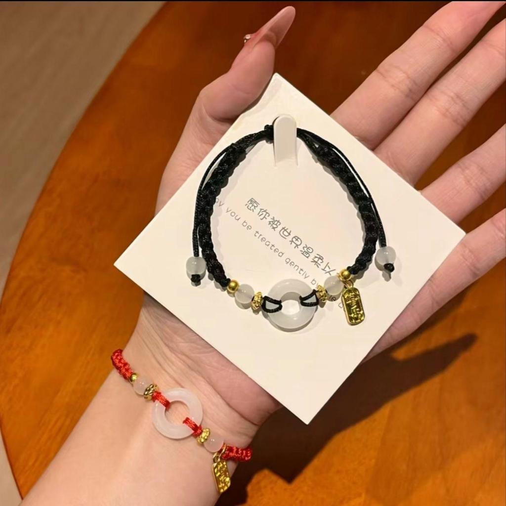 Браслет для пары «Цветок персика Яо Яо Мирный узел» | Женский плетеный браслет на руку в стиле легкой роскоши | Новый стиль 2024 года Украшение для лучшего друга