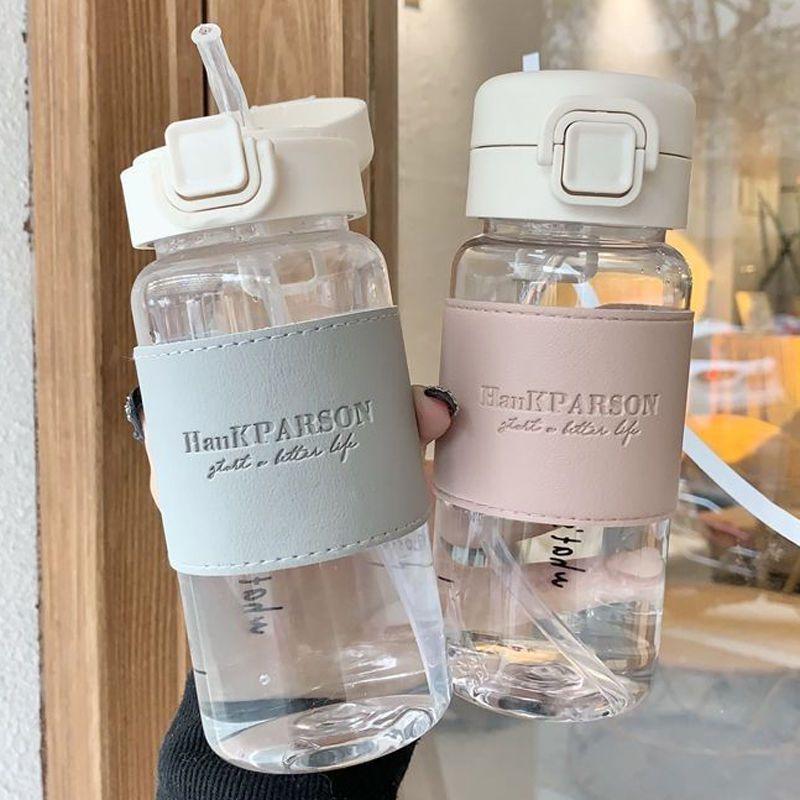 Student High-Value, High Temperature Resistant Water Cup with Straw, Japanese Style, Flip-Top, for Men and Women.