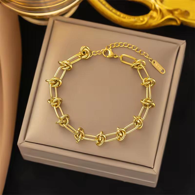 Stainless Steel Butterfly Bracelet Gold Steel Retro Love Heart Double-layer Chain Bracelet