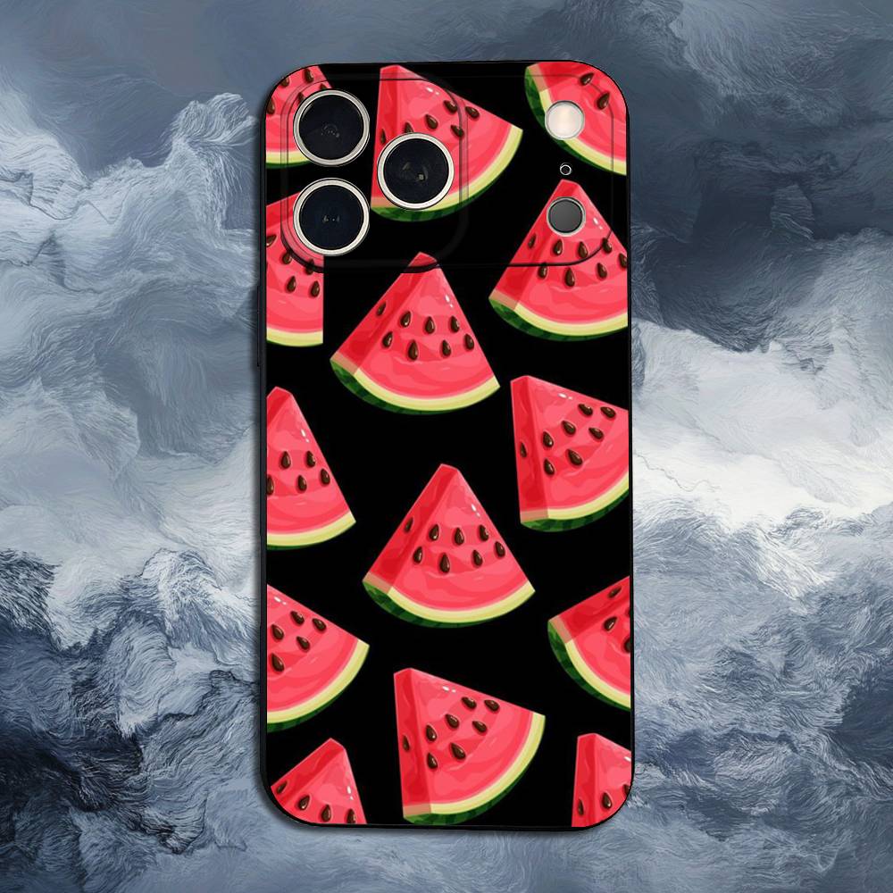 Летний Красный Арбузный Чехол Для iPhone 12,14,15,16,11,17,13,X,Mini,SE,XS,Plus,Pro,Max,8,7,XR,Мягкий Силикон Черный