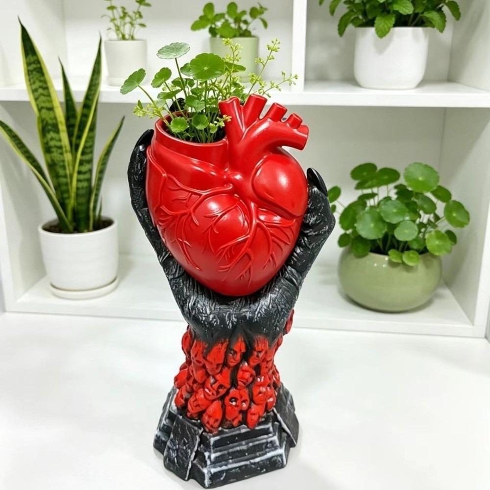 Heart-shaped Heart-shaped Vase Gothic Style Flower Pot Resin Vase Halloween Gift