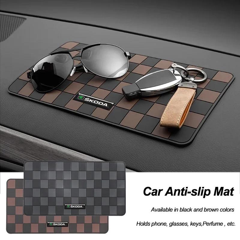 Car Dashboard Anti Slip Pad Phone Ornaments Storage Mat For Skoda Enyaq Fabia Superb Yeti Octavia Rapid Kodiaq Kamiq Karoq Vrs HJ1