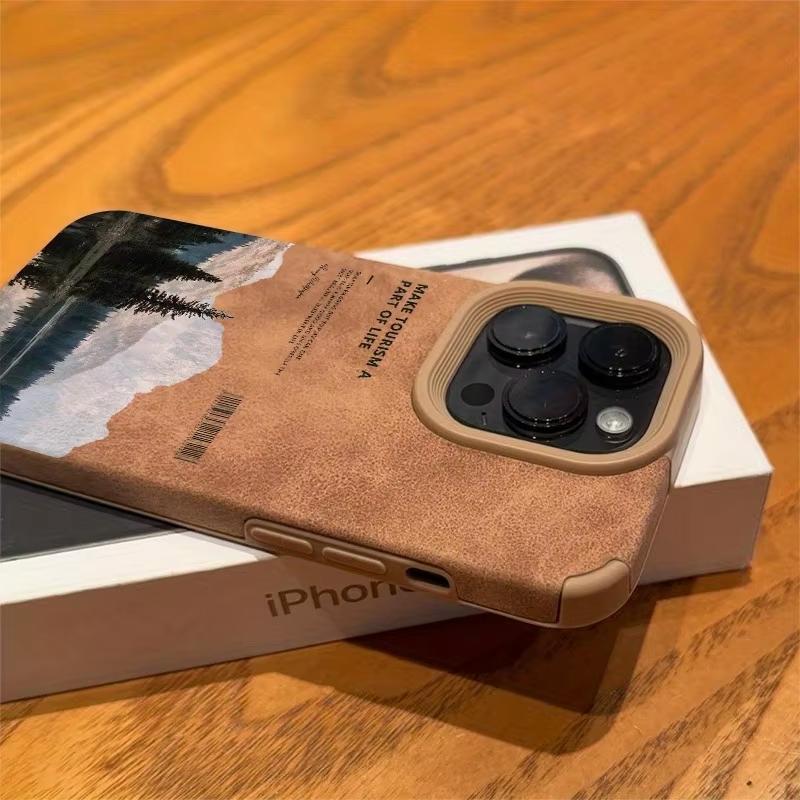 Для iPhone 16 Pro Max 15 14 13 12 11 Чехол Горный Мотив Озерный Пейзаж Обложка Для iPhone XS Max XR X XS 16 Plus Искусственная Кожа Funda