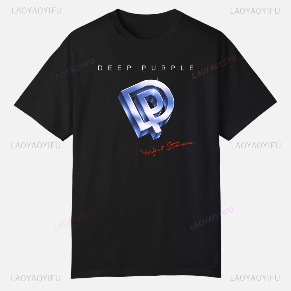 Deep Purple T-shirt Men Clothes Graphic Tops Quality Short Sleeve Tees Custom Clothing Funny Streetwear Printed Polyester Plain