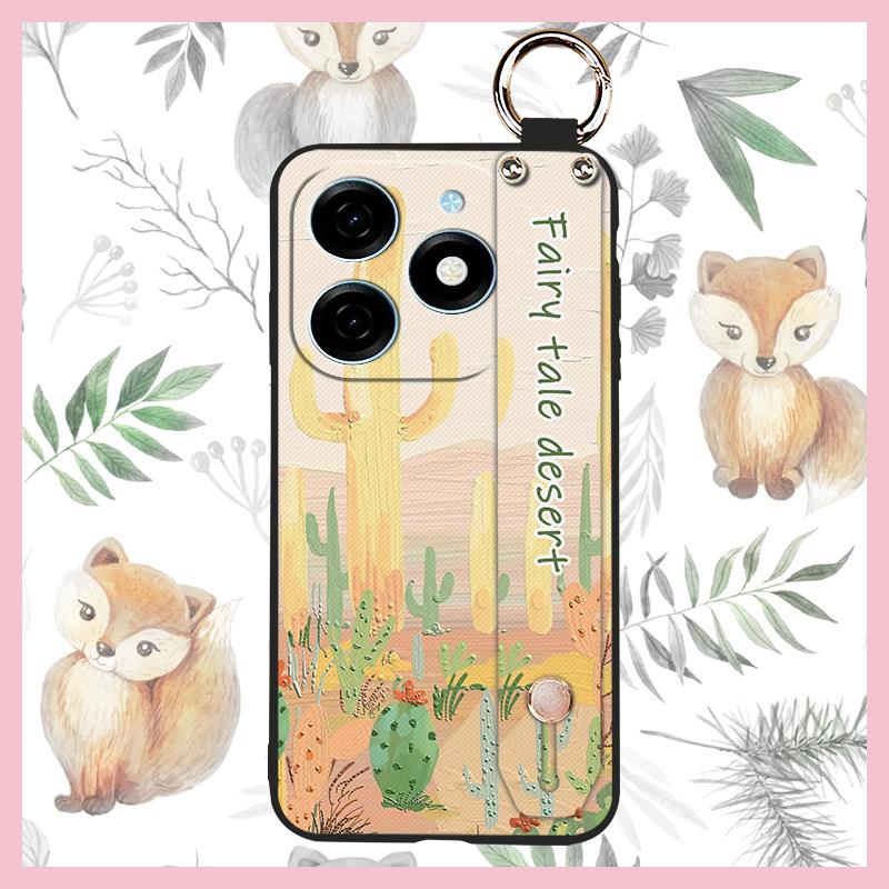 Soft Case Protective Phone Case For Infinix Smart8 Pro/Smart8 Plus/X6526/X6525B Kickstand Wristband Flower Anti-knock