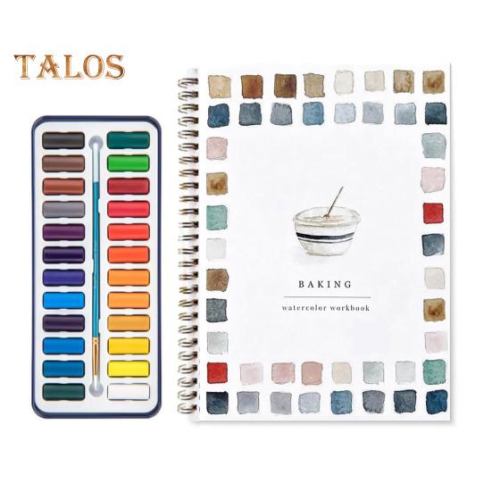Watercolor Workbook 24 Colors Watercolor Painting Set with Brushes Spiral-Bound Water Coloring Book Art Craft Gifts for Beginners