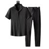 2024 Men's Fashion Summer Casual Suit: Thin, Light Luxury Sports Suit with Short-Sleeved Top and Trendy Trousers