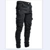 Men Jeans Multi-pocket Slim Motorcycle Pants Full Length Trousers Denim Plus Size Elastic Waist Jeans