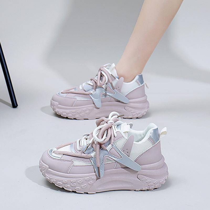 Обувь для папы, женская летняя новая обувь Ins Style Student Shoes, толстая подошва, увеличенный размер, кроссовки для отдыха