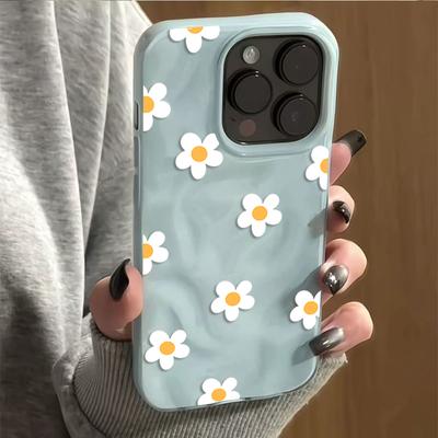 Милый чехол для телефона с цветком ромашки для iPhone 11 12 13 14 15 Plus 16 Pro 17 Pro Max Air 16E Мягкий ТПУ Ударопрочный Защитный Задний Чехол