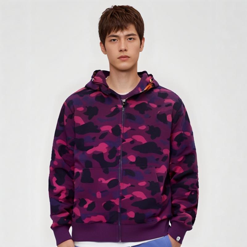 Худи с капюшоном на молнии Bape Color Camo Shark Wide Full Zip Double Hoodie 1G30-115-006